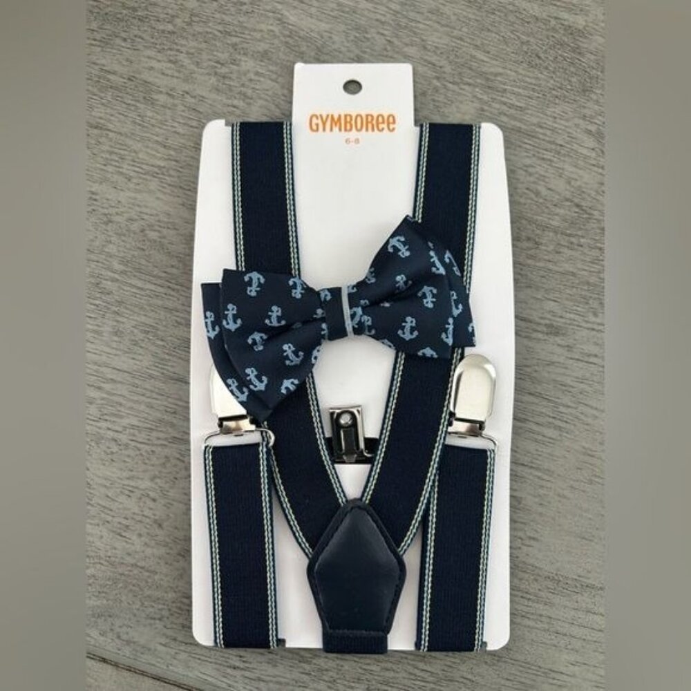 Gymboree bow tie and suspender set NWT